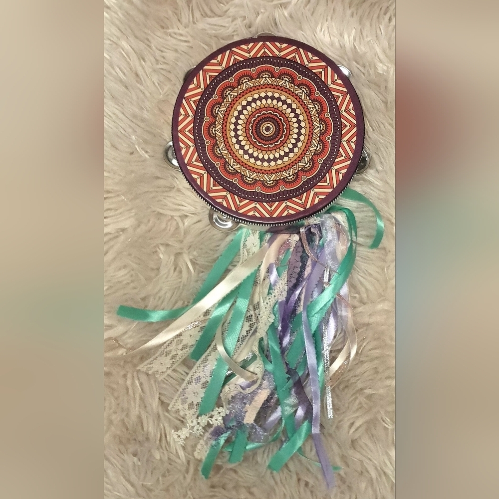 Hand Decorated 8" Festival Tambourine